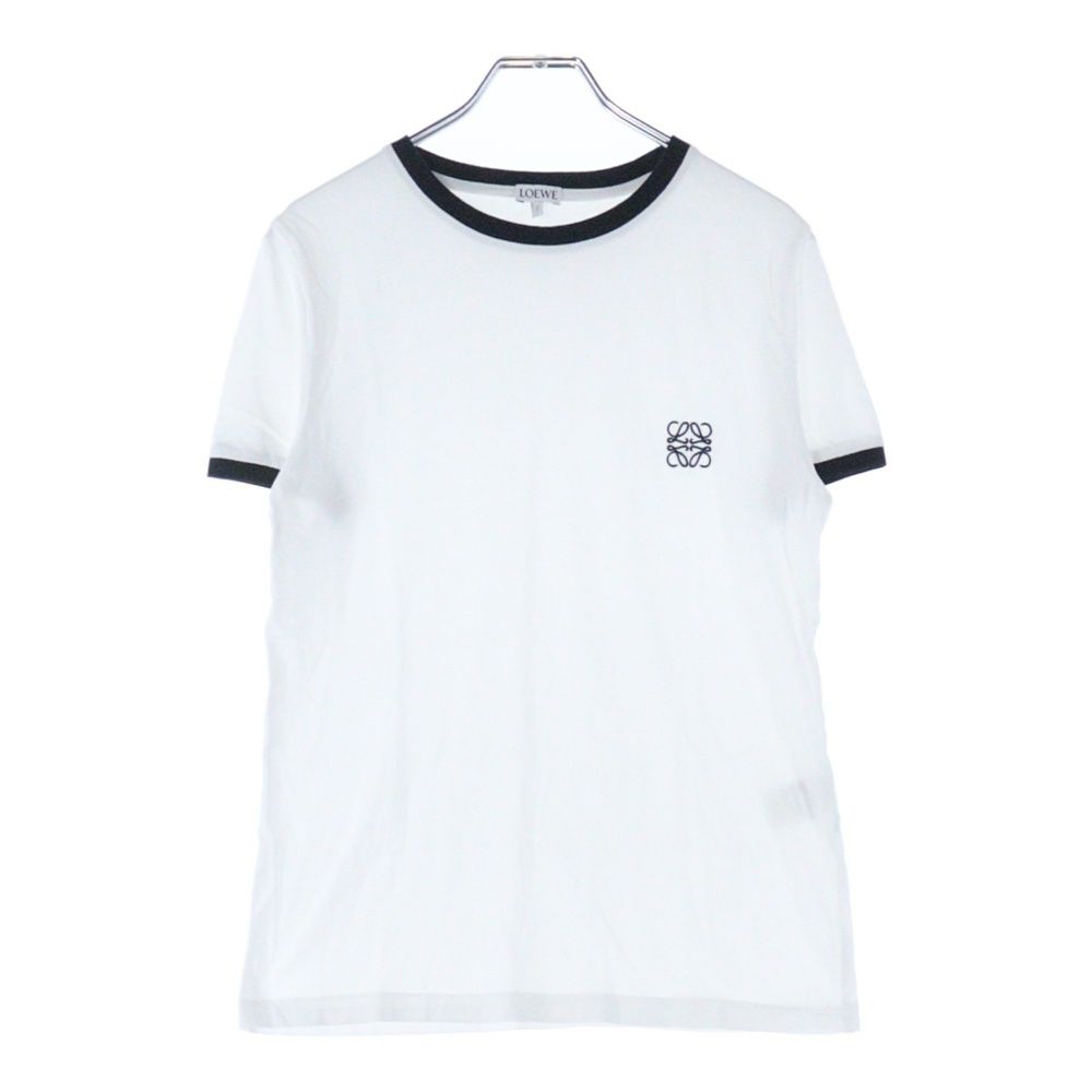 LOEWE ロエベ 22SS アナグラムロゴ刺繍 バイカラー クルーネック 半袖Tシャツ カットソー ホワイト|ブラック レディース S359Y22X28