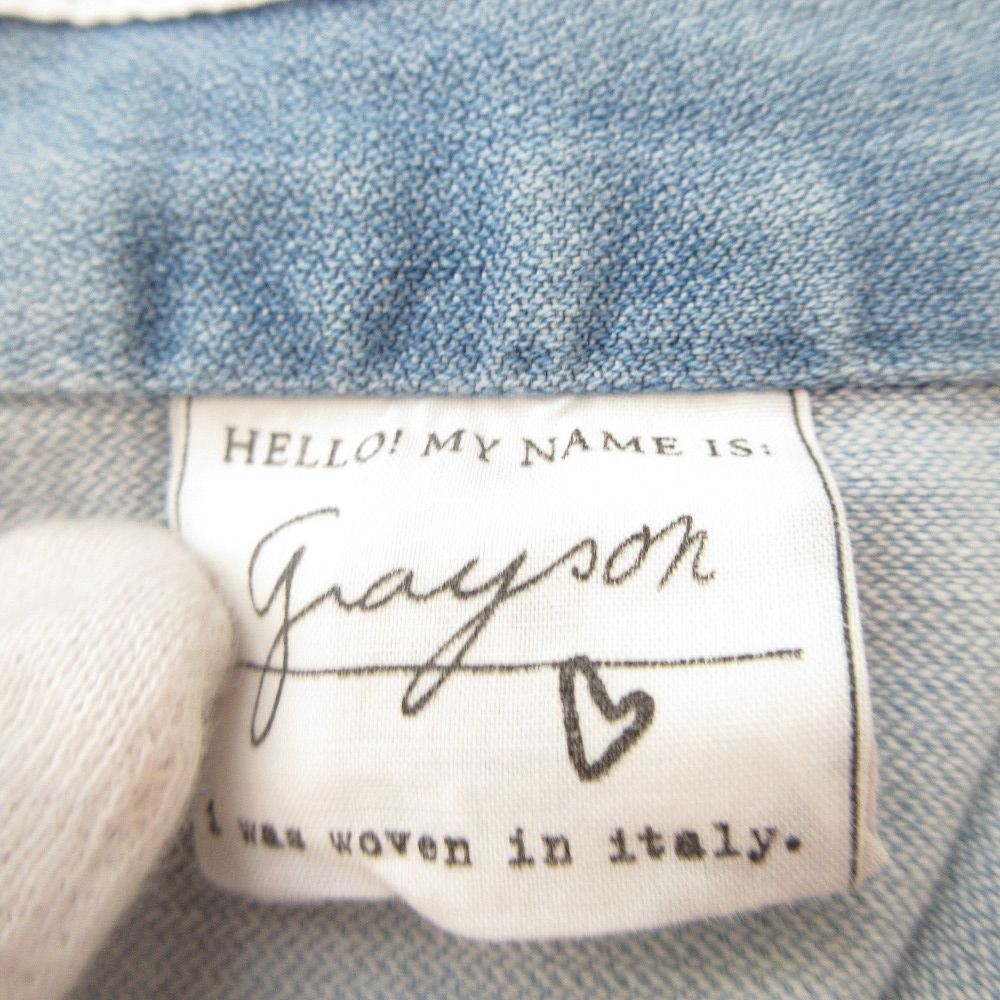美品 Frank＆Eileen フランク＆アイリーン grayson グレイソン ダメージ加工 長袖 スキッパー デニムシャツ ブラウス XS インディゴブルー レディース 古着 中古 USED 美品 Frank＆Eileen フランク＆アイリーン grayson グレイソン USED