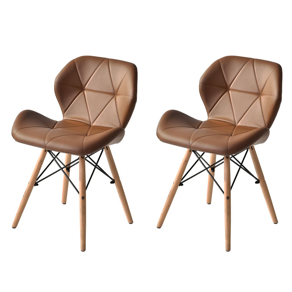 ブラウン 2脚セット イームズチェアー ダイニングチェア クッション PU レーダーチェア 北欧 リプロダクト