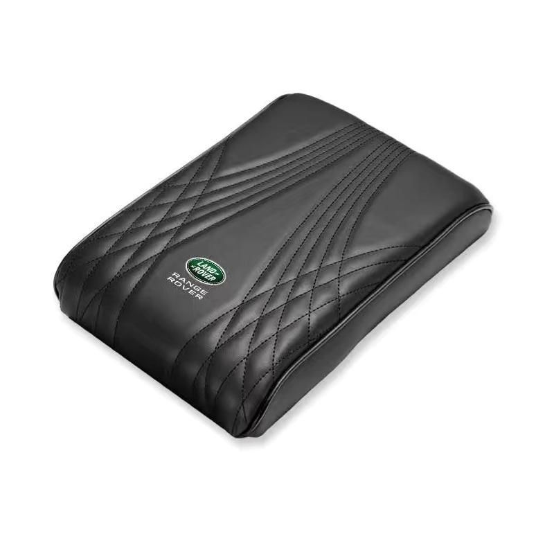 新作ランドローバーブラックアームレストマット コンソールボックスパッド 形状記憶 肘置きカバー 収納ボックスマット 革製 高めパッド aaay qtm672