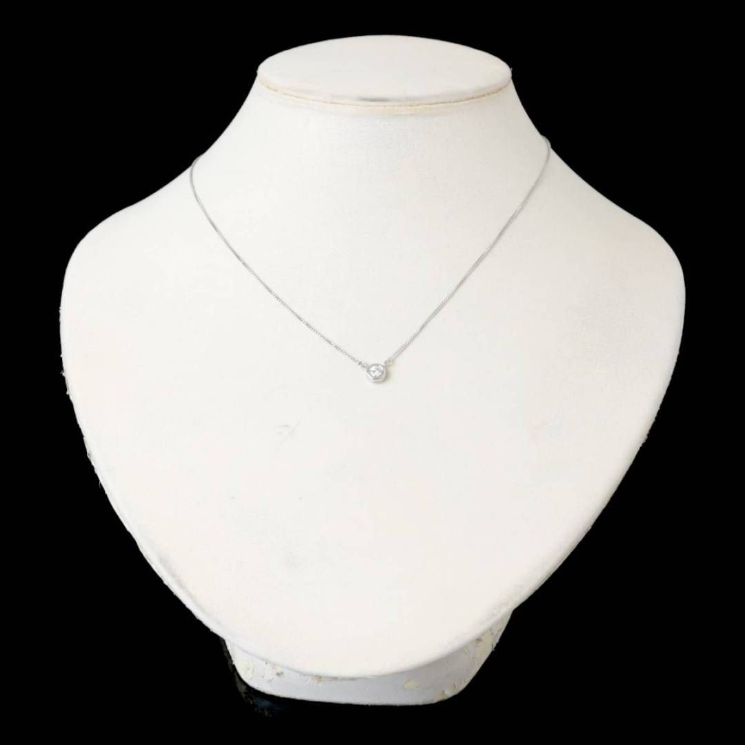 PT850 プラチナ 1P ダイヤ シンプル デザイン ペンダントネックレス 0.19ct 41cm 2.8g KA 美品 Aランク