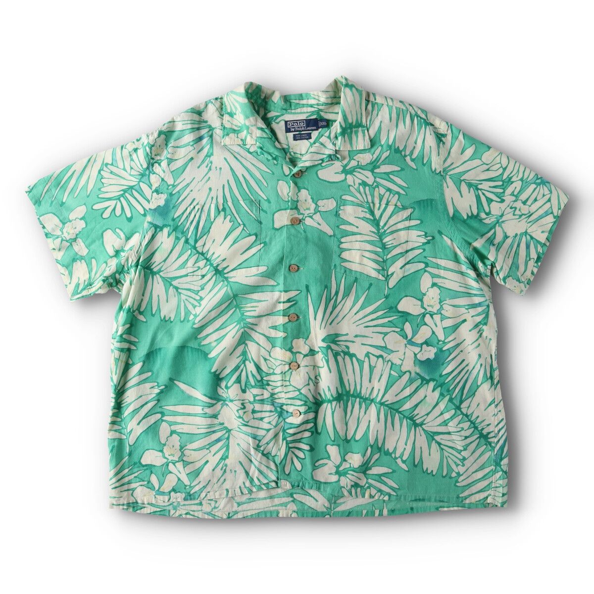 古着 90年代 ラルフローレン Ralph Lauren POLO by Ralph Lauren ボタニカル柄 総柄 オープンカラー ハワイアンアロハシャツ/evb005060