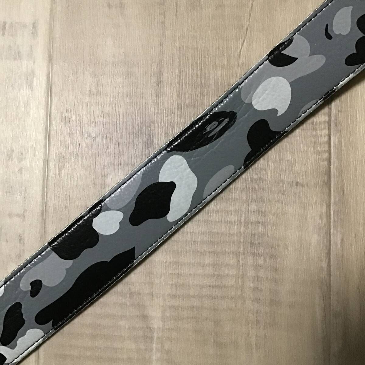 BAPE camo レザー ベルト グレー Lサイズ a bathing ape leather