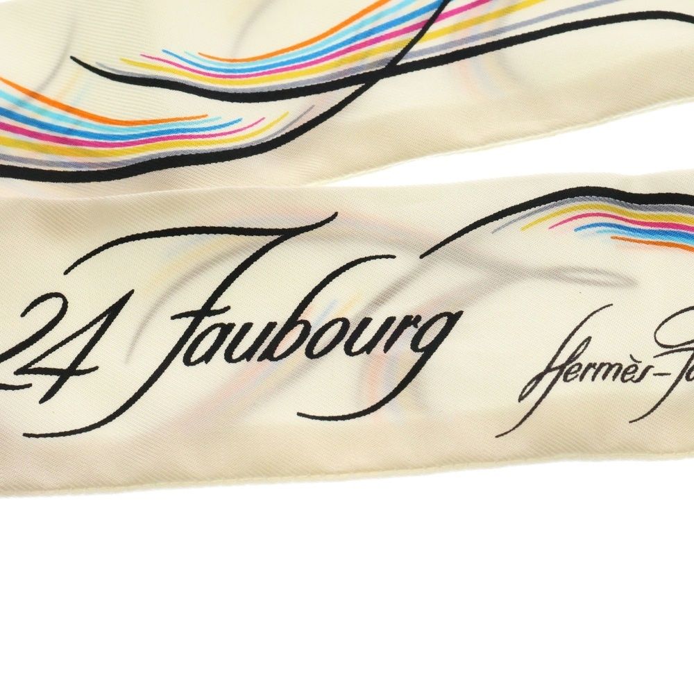 HERMES エルメス Twilly Scarf 24 FAUBOURG ツイリースカーフ ホワイト その他 小物