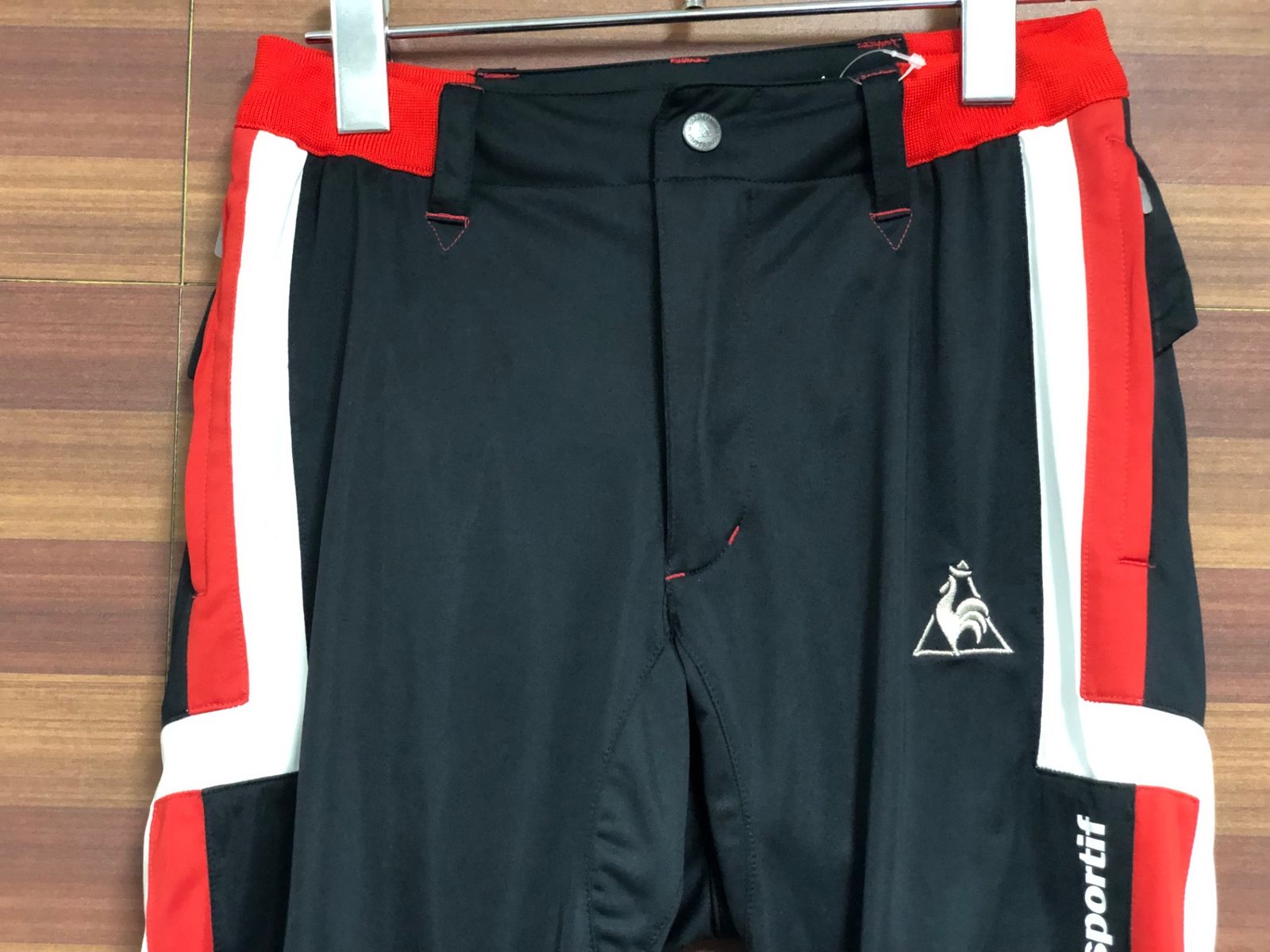 HY756 ルコックスポルティフ le coq sportif レーサーパンツ 黒赤 S