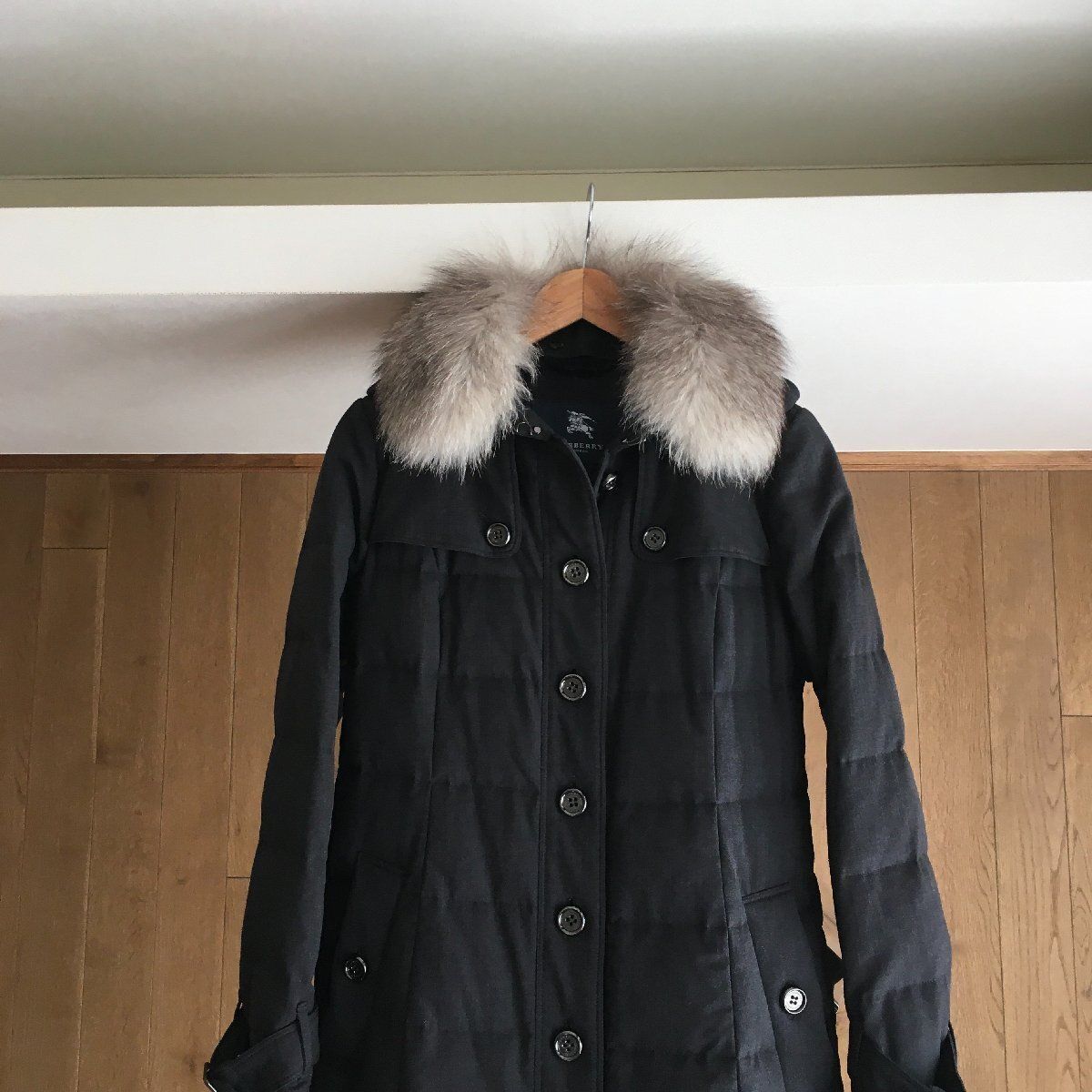 【極美品】BURBERRY　バーバリー　ファー　ロングコート カシミヤ　Aライン BURBERRY LONDON】【フォックスファー】【アウター】バーバリー