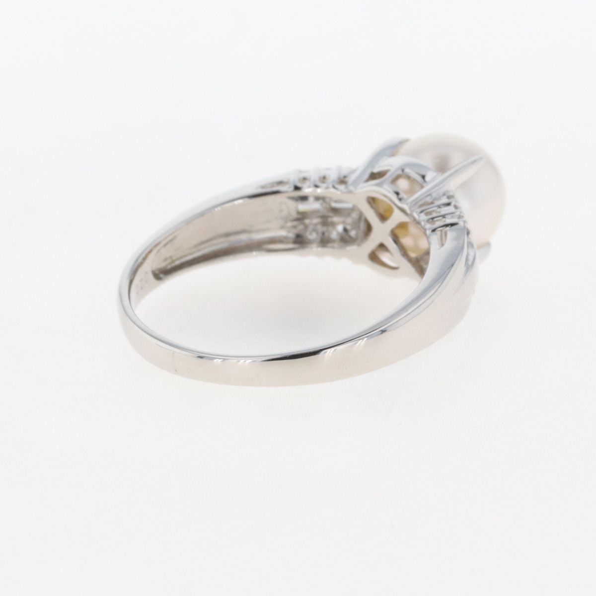 パール デザインリング プラチナ 指輪 メレダイヤ 真珠 リング 19号 
