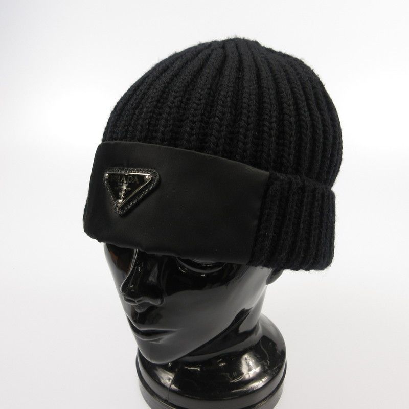 PRADA 　Re-Nylonギャバジンウール　ニット帽　黒　M 姫路東店】 中古 PRADA | プラダ ニットキャップ Re-Nylon
