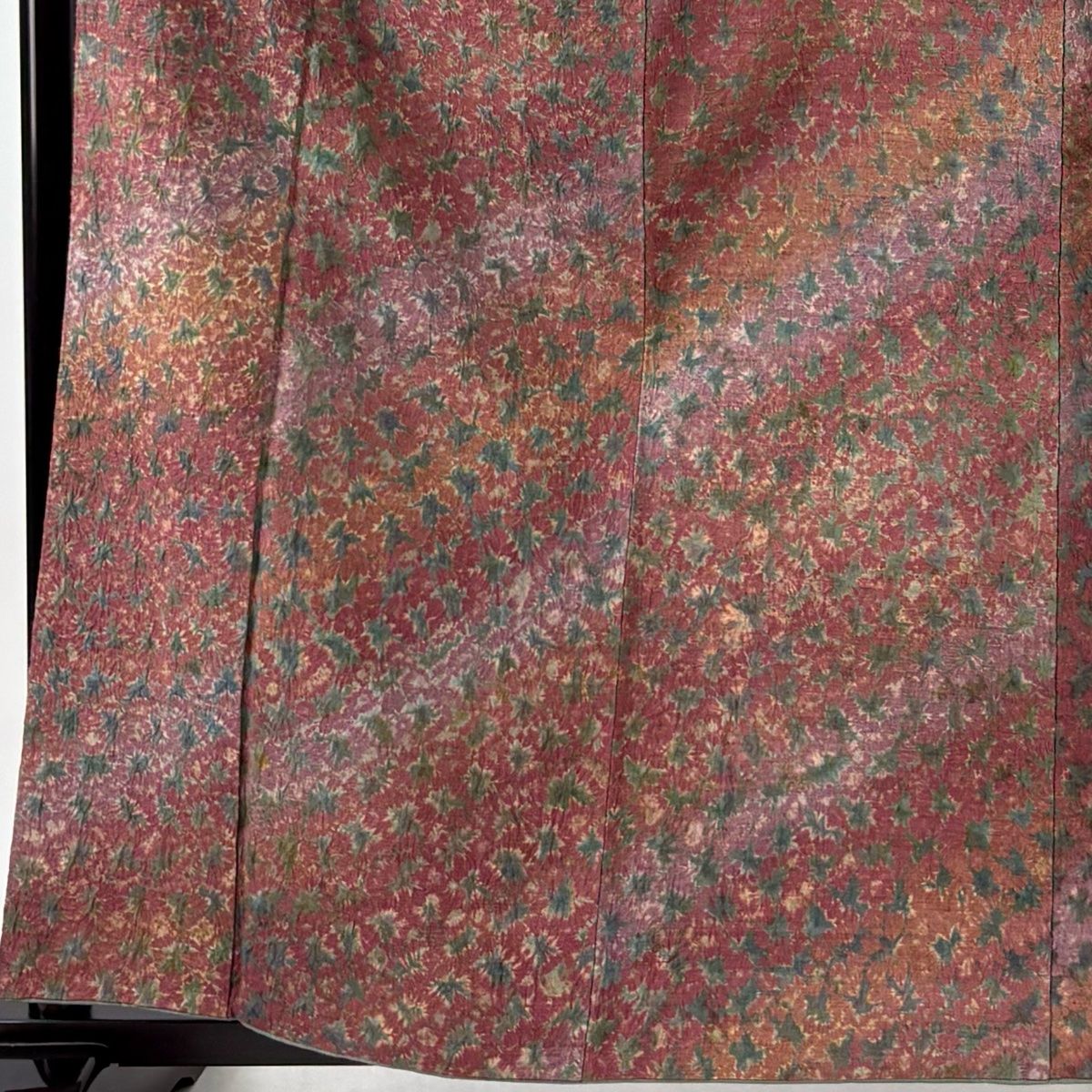 小紋 身丈160.5cm 裄丈65cm M 袷 名古屋帯セット 紬地 幾何学模様 絞り ぼかし 赤紫 正絹 秀品