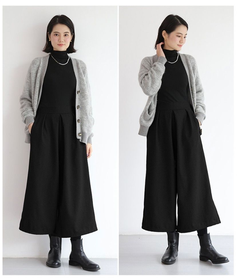 ガウチョパンツ 冬 フレアパンツ スカーチョ 秋冬 きれいめ