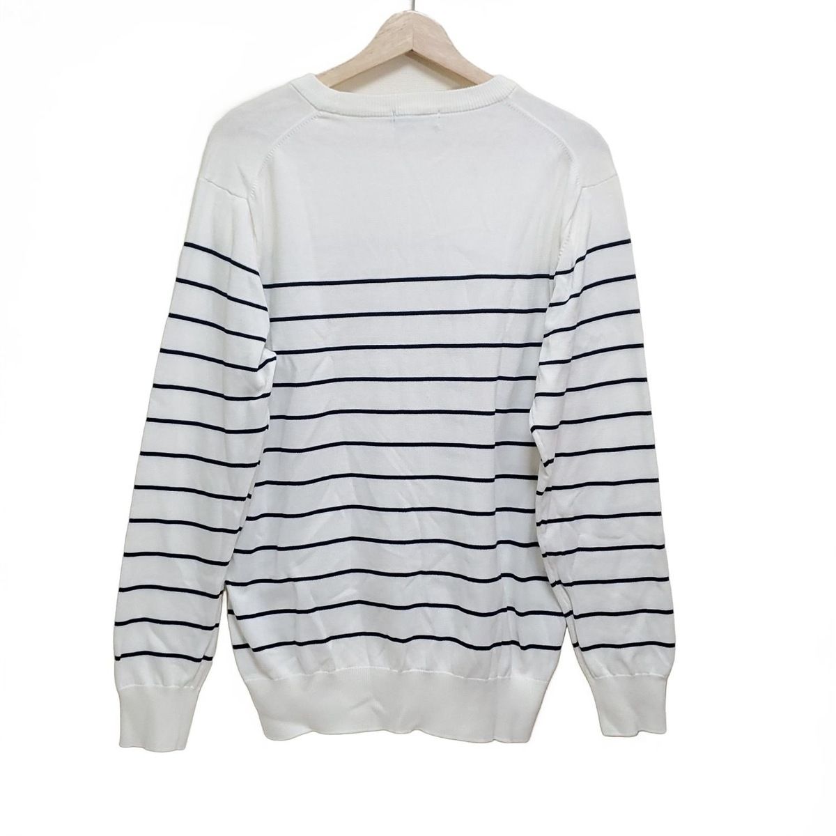 BARNEYSNEWYORK バーニーズ 長袖セーター サイズL メンズ - アイボリー×ダークネイビー クルーネック|ボーダー