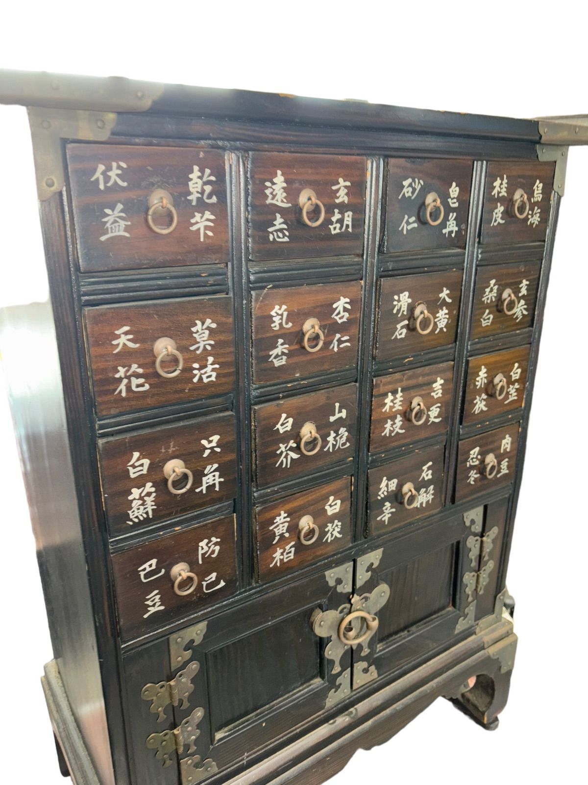 無垢材 木製 李朝 薬箪笥 時代箪笥 アジアンアンティーク風 