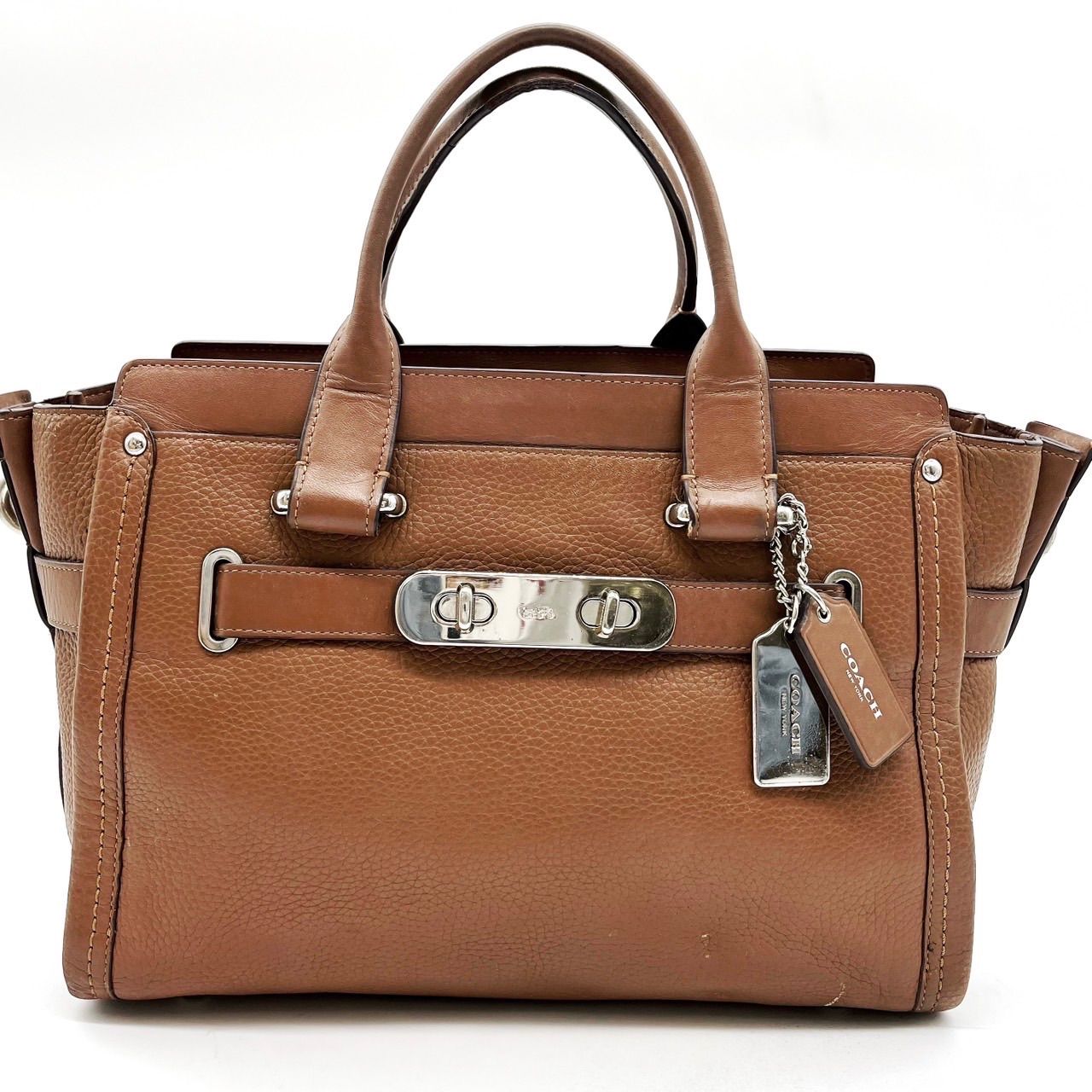 美品? COACH コーチ スワッガー ハンドバッグ ブラウン 茶色 レザー 革 