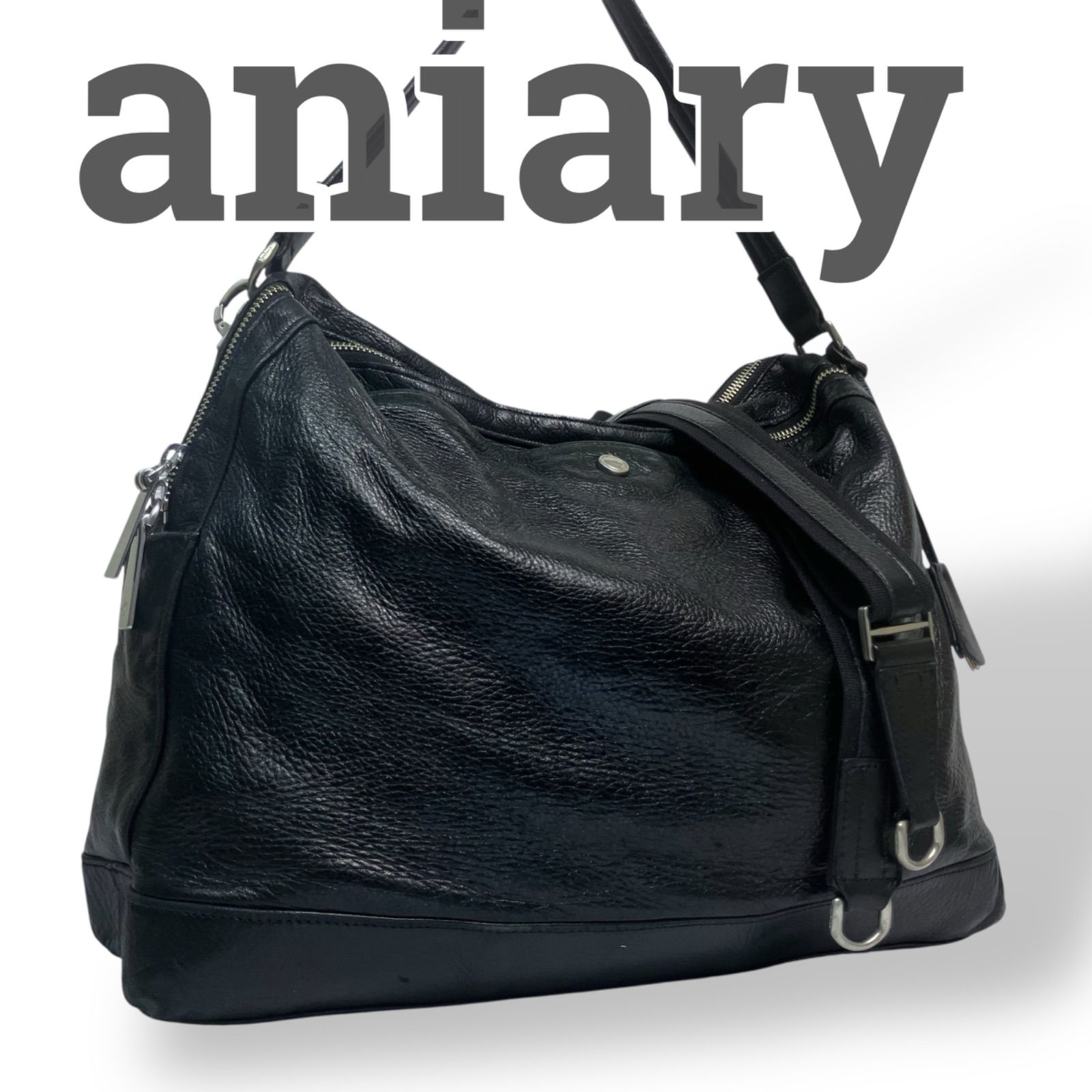 アニアリ レザー ショルダーバッグ 黒 2way アニアリ／aniary バッグ
