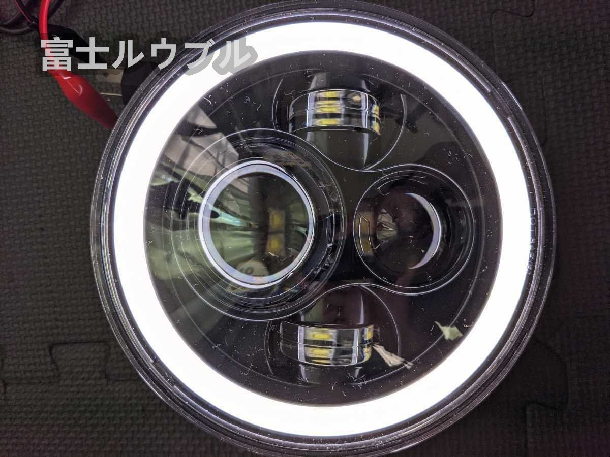 汎用 丸目 丸型2灯式イカリングLEDヘッドライトH4ウィンカー機能付き S30Z S130Z NA6C NA8C SA22C サニトラ ジムニー等に