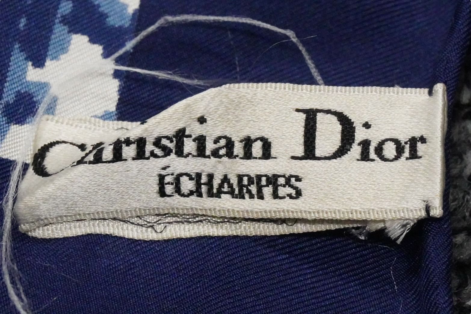 クリスチャンディオール　スカーフ　大判　ロゴ　シルク　トロッター　ネイビー ChristianDior クリスチャンディオール スカーフ トロッター柄