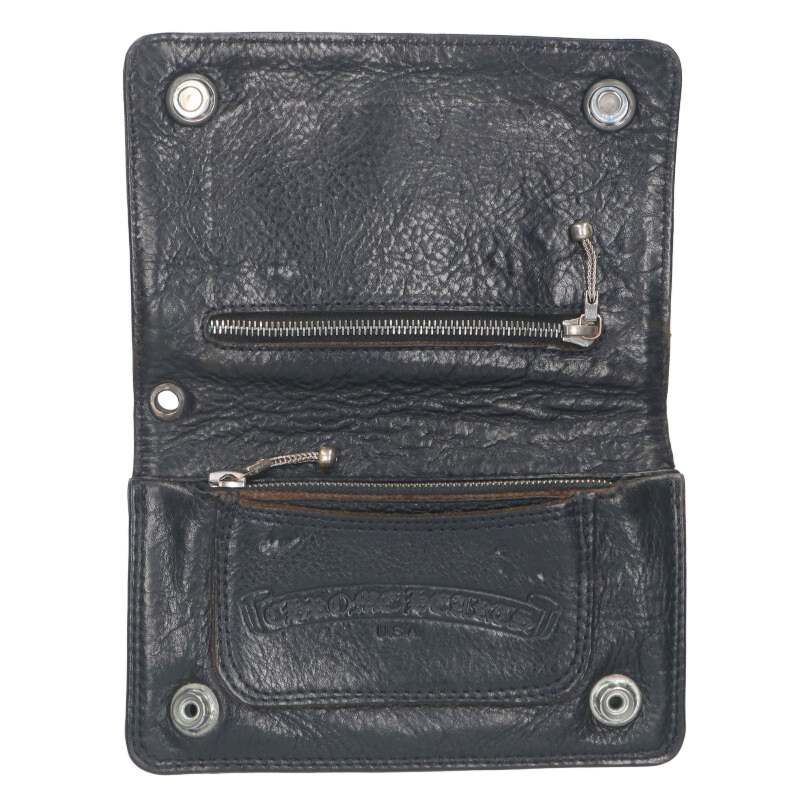 クロムハーツ 2ZIP/2ジップ フローラルボタンレザーウォレット財布