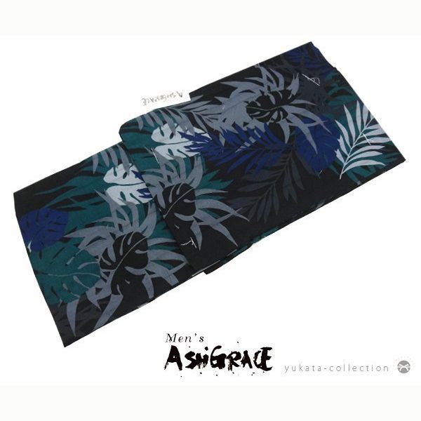 男性用 ゆかた 浴衣 単品 ViVi Men's-ASHGRACE 黒地/ 葉 - メルカリ