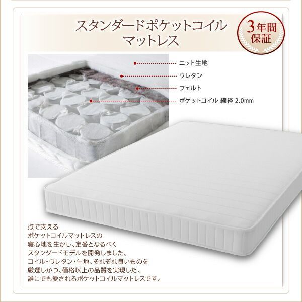 スタンダードボンネルコイルマットレス付き ワイドK200