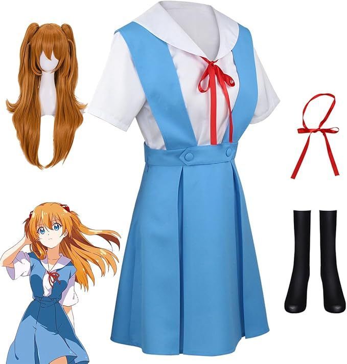 エヴァンゲリオン アスカ レイ コスプレ衣装+ウィッグ- メルカリ
