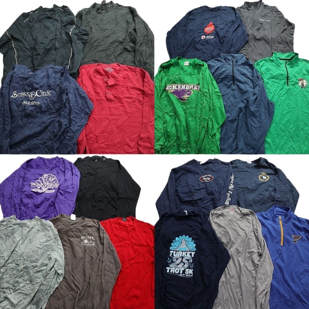 古着卸 まとめ売り 長袖Tシャツ 19枚セット (メンズ XL /2XL ) カラーMIX　英字ロゴ　無地　ワンポイントロゴ MS9521