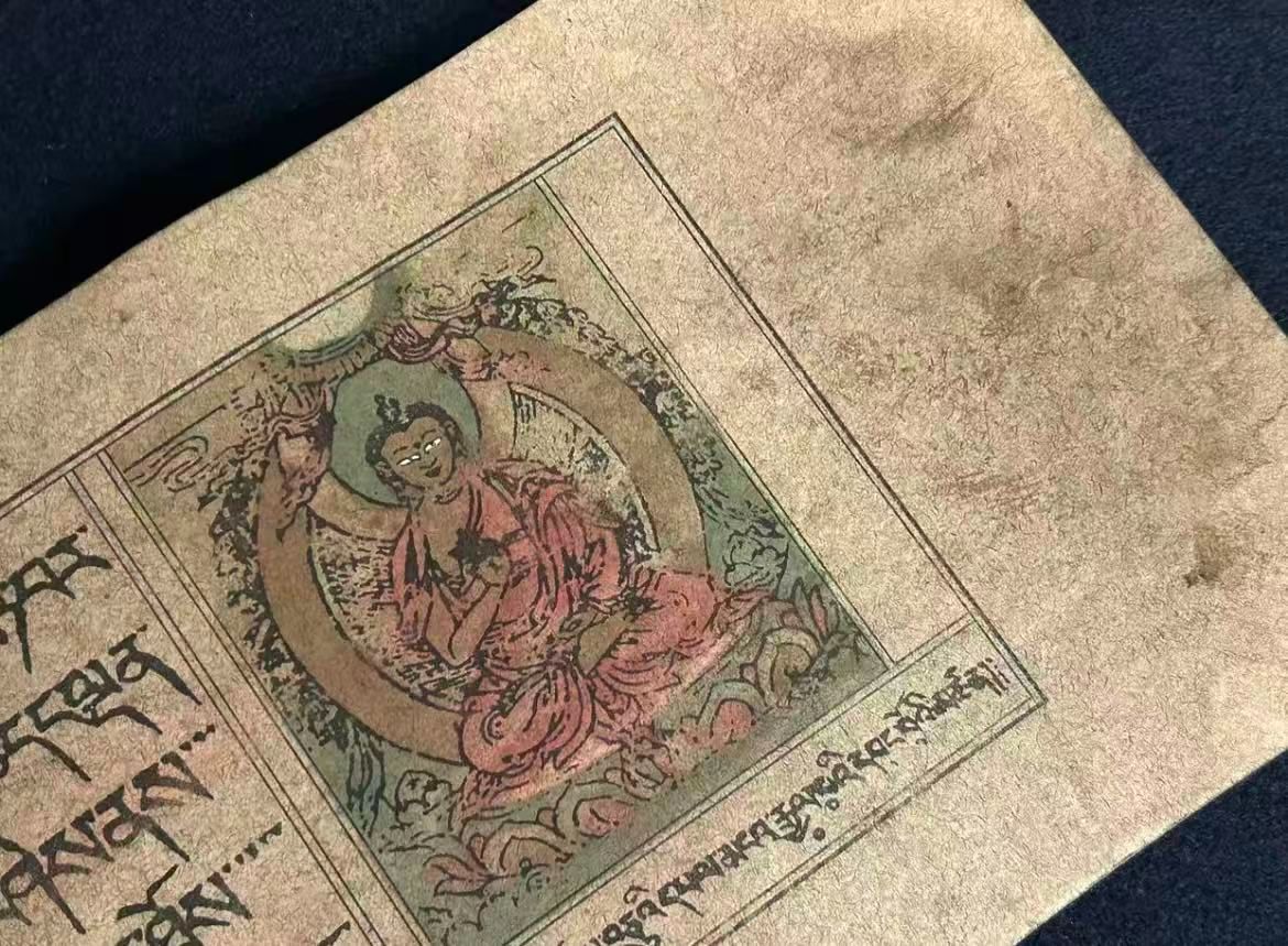 チベット寺院伝来 経文 彩色 1枚 現品のみ IMPECCABLEHEALTHCARESERVICES_COM