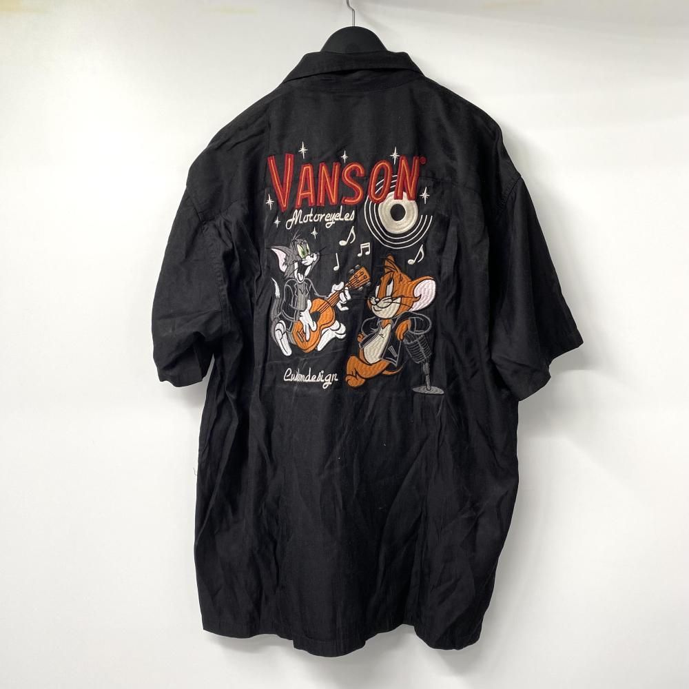 VANSON×トムとジェリー 刺繍レーヨン 開襟シャツ ブラック サイズXXL タグ欠損 バンソン 17