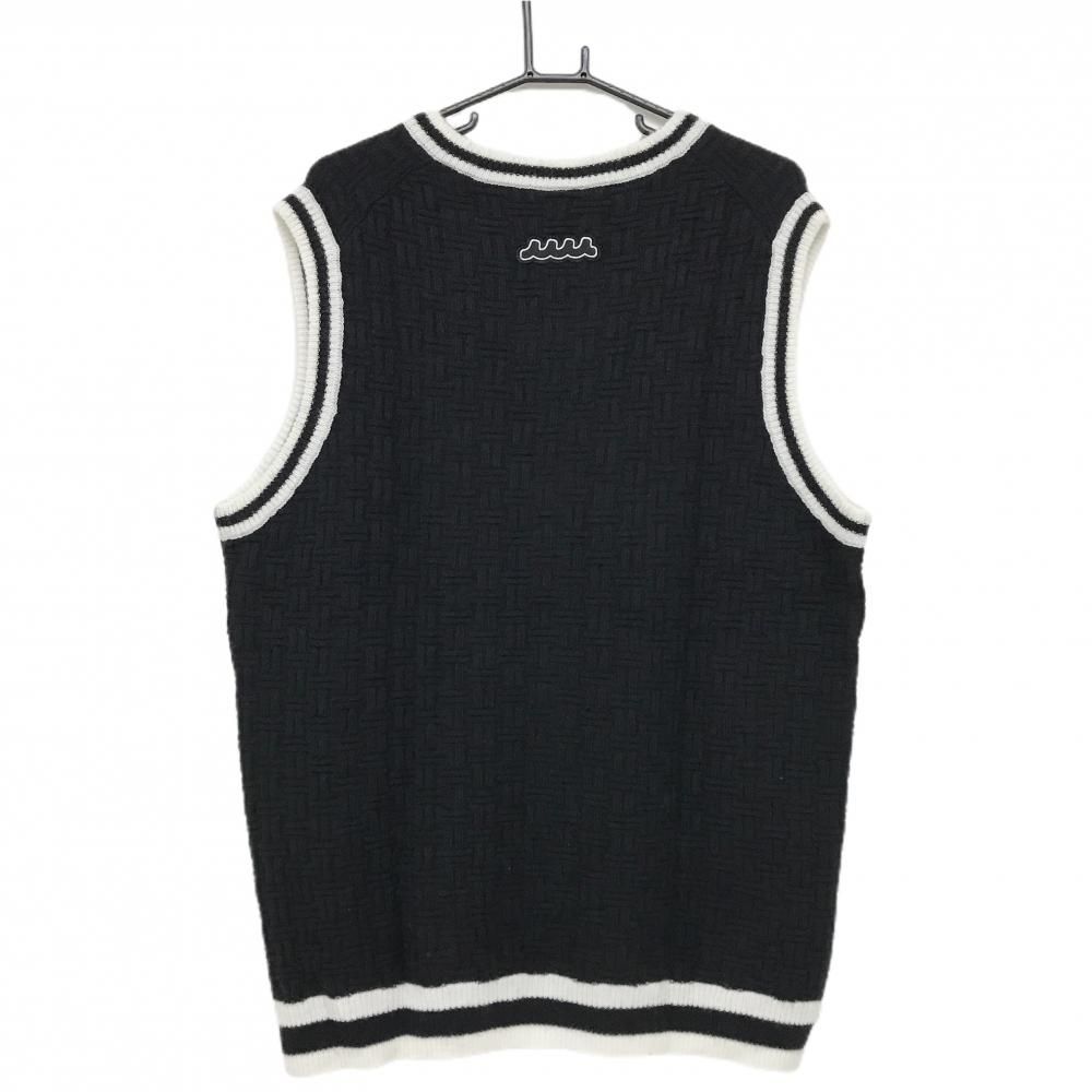 激安で高品質＆送料無料！ 超 ムータマリン ニットベスト 黒×白 凹凸編み ウール混 Vネック 大きいサイズ メンズ 8 2XL ゴルフウェア 2025年モデル muta 一年中大特価。