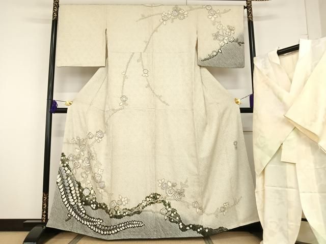 正絹　振袖　長襦袢セット　辻が花文様　逸品 平和屋着物○訪問着 長襦袢セット（無双仕立て） 作家物 辻が花 手描き