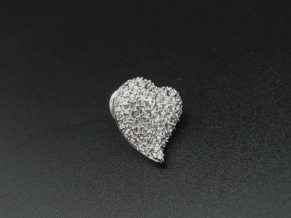 ■新品同様■ SWAROVSKI スワロフスキー ラインストーン ハート タイピン ピンバッジ レディース シルバー系 DJ3412