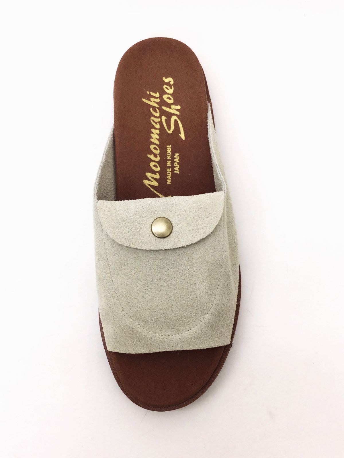 モトマチシューズ ポケットサンダル レディースサンダル IVORYベロアスエード DBRソール Motomachi Shoes