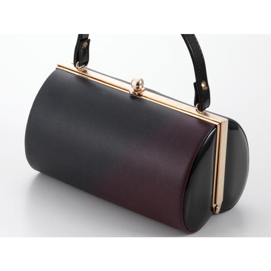 振袖用 合皮 二枚芯 草履 バッグセット 黒 紫 ぼかし bs-376-35