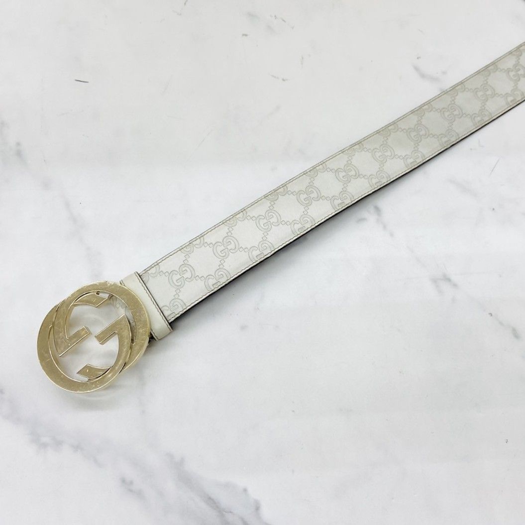 Gucci GGロゴ レザー ベルト ホワイト Gucci GGロゴ レザー ベルト ホワイト