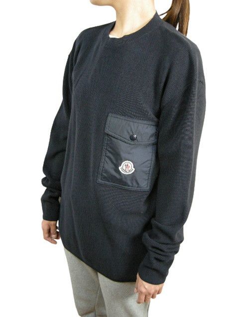 33,885円サイズS■新品本物■モンクレール ポケット付きコットンニットセーター 紺 メンズ