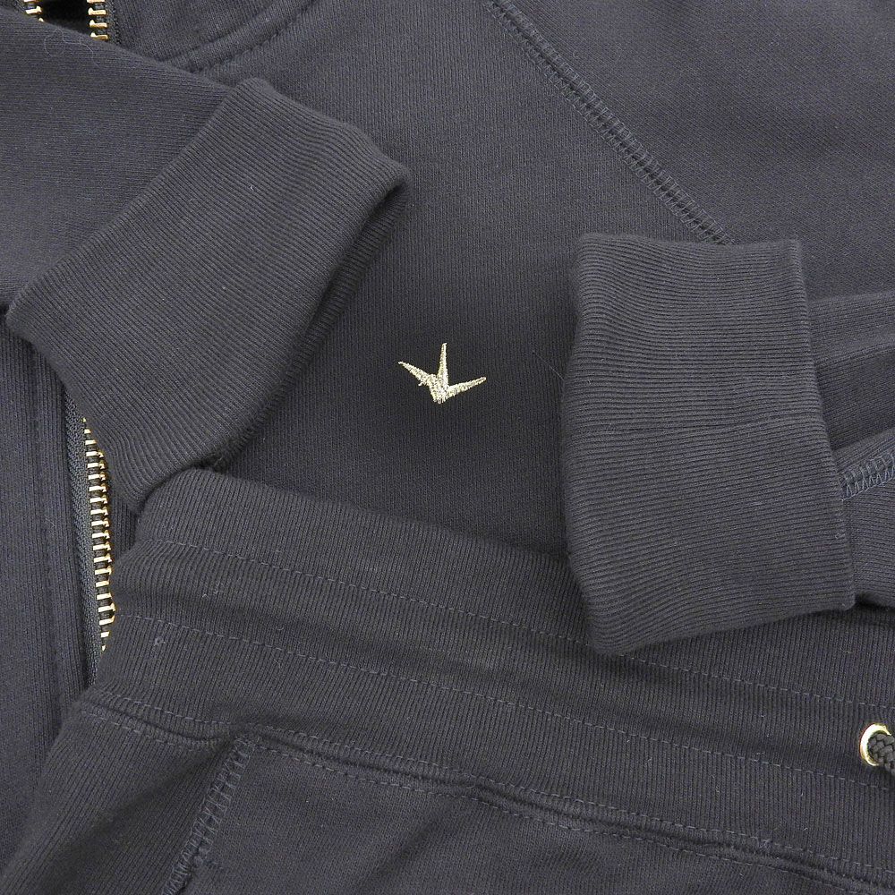 1piu1uguale3 ウノピゥウノウグァーレトレ RELAX ゴールド刺繍 ジップアップ フーディ スウェット セットアップ メンズ ブラック L L KIN-KAAI_COM