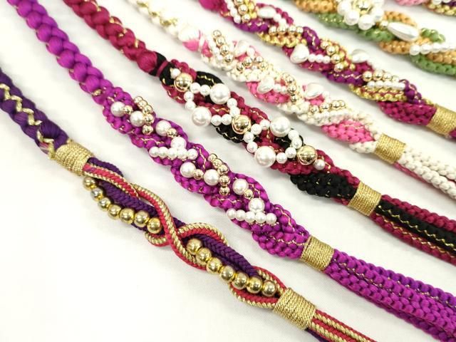 平和屋着物●和装小物 振袖用飾り付き帯締め10本セット パール 花 ハート 金糸 CAAX8197ju