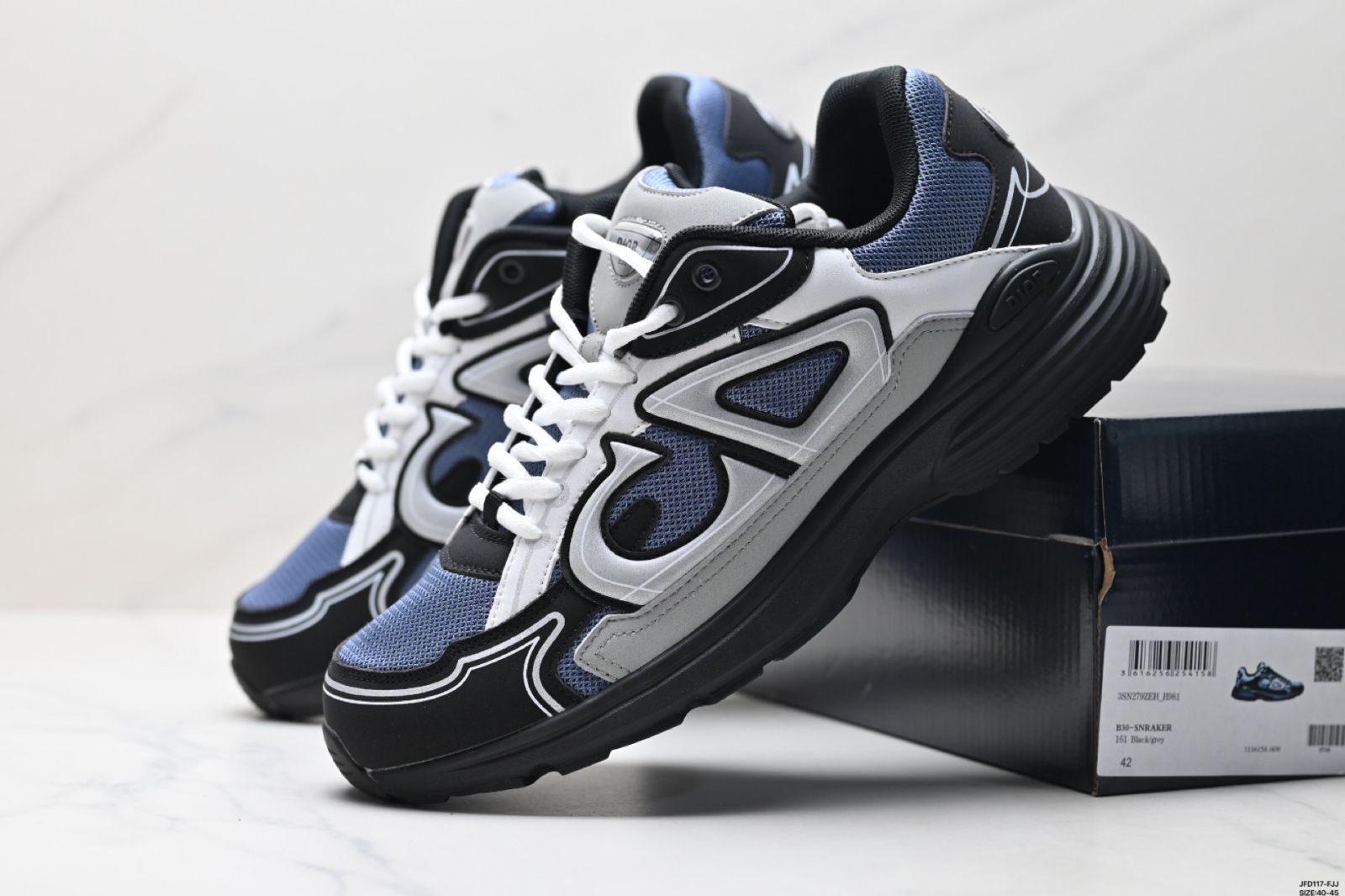 靴 DIOR b30 B30 Countdown Sneaker Black Technical Mesh and Black
