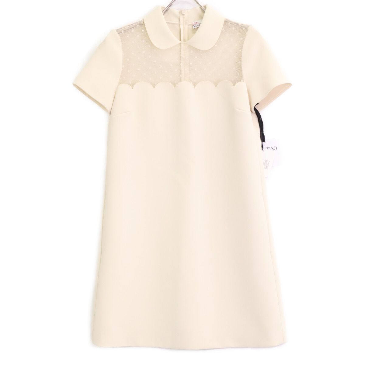 RED VALENTINO レッドヴァレンチノ XR3VAD806AH ﾍﾞｰｼﾞｭ ﾚｰｽ 襟付きﾜﾝﾋﾟｰｽ 40