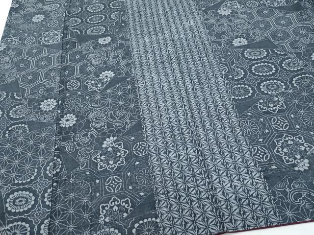 平和屋着物●上質な紬　切嵌花唐草文　正絹　逸品　CAAR8067vf 平和屋着物○上質な紬 切嵌花唐草文 正絹 逸品 CAAR8067vf