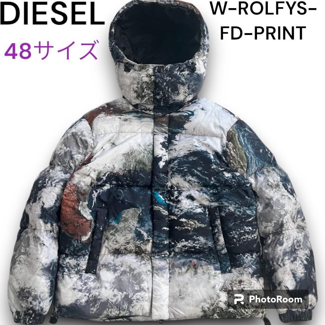 DIESEL ディーゼル W-ROLFYS-FD-PRINT ワールド フーデッド パファー ...