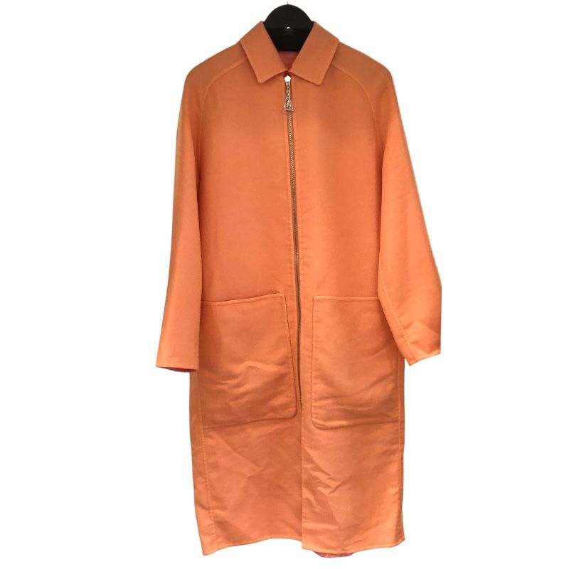 エルメス HERMES シェーヌダンクル柄カシミアリバーシブルコート ピンク カシミア レディース その他アウター