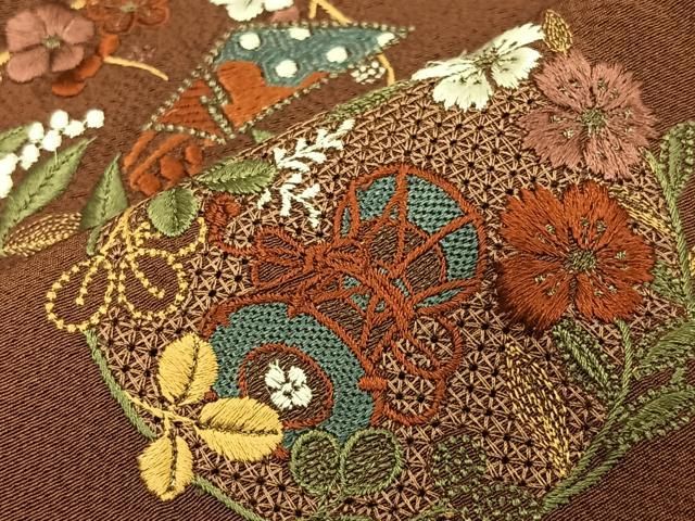 平和屋着物＃中国三大刺繍 スワトウ刺繍 汕頭刺繍 道行コート 雲取り七宝