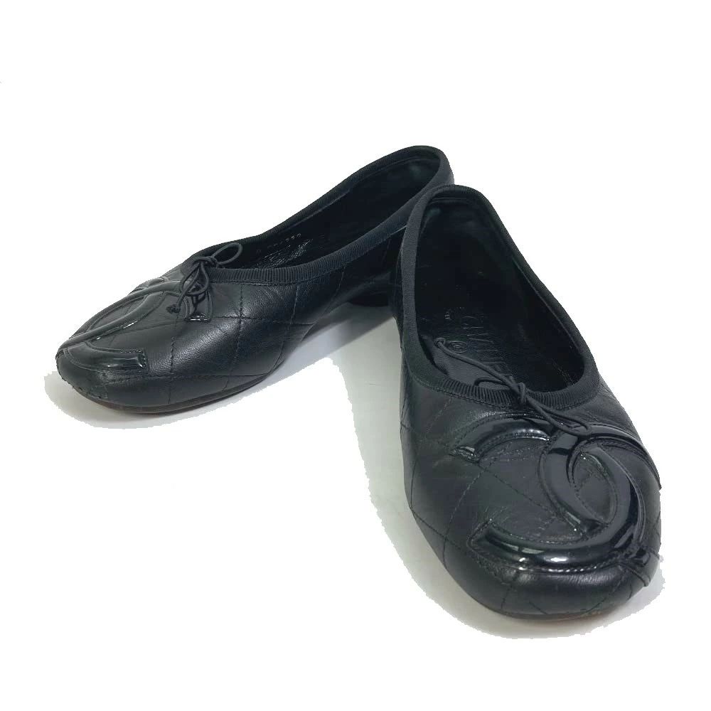 CHANEL シャネル レザーシューズ CC ココマーク リボン G24712 レザー