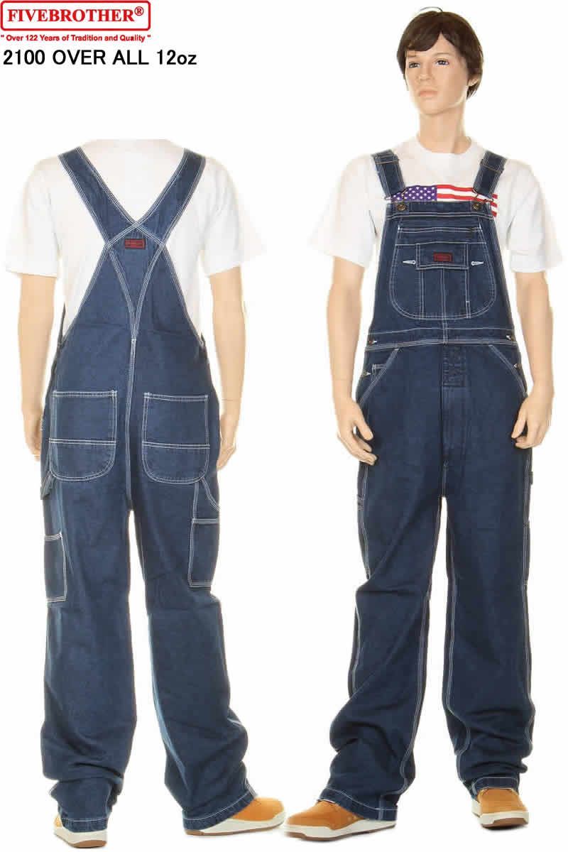 FIVE BROTHER 2100-43 HEAVY 12oz OVER ALL JEANS ファイブブラザー オーバーオール オールインワン FIVEBROTHER ファイブブラザー デニムオーバーオール ヘビー 綿100 12oz サロペット