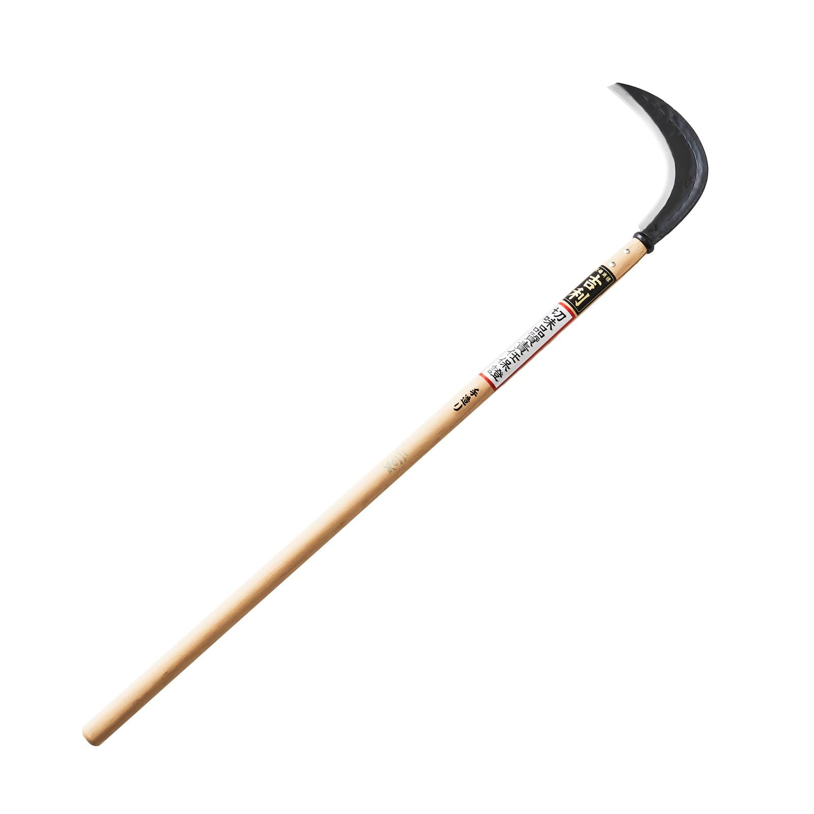 吉利 草刈鎌 刈払型 中厚 ２１０ｍｍ 固い草 片手で振り回して刈る 特殊刃物用複合鋼使用 立って楽に草刈りが出来る 荒草 下刈用