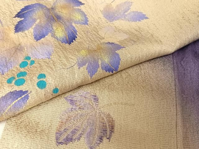 平和屋着物●訪問着　作家物　蔦の葉文　暈し染め　金彩　金糸　さが美扱い　正絹　逸品　AAAW4385np 平和屋着物○訪問着 作家物 蔦の葉文 暈し染め 金彩 金糸 さが美扱い