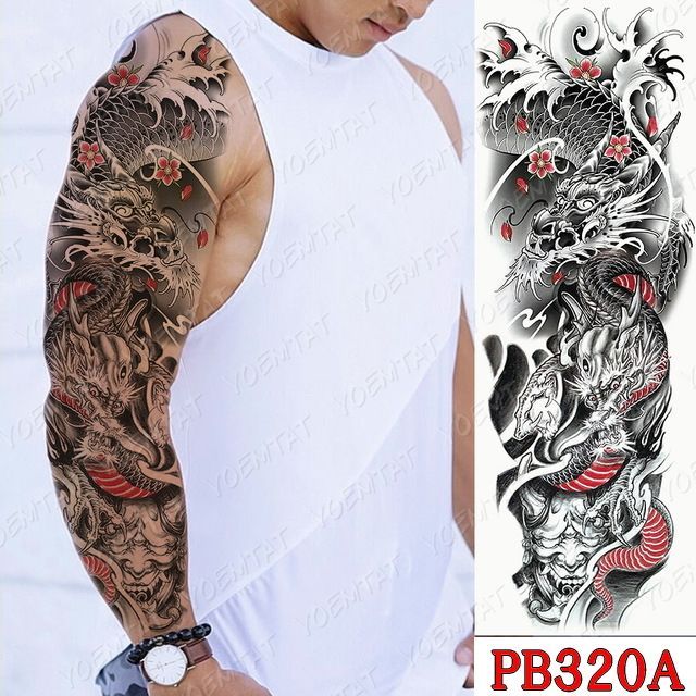 16A TATOOシール タトゥーシール 龍/般若 和柄 和彫り入墨シール 腕用入れ墨シール 簡単で長持ち イベントや動画撮影に リアルな刺青シール  - メルカリ