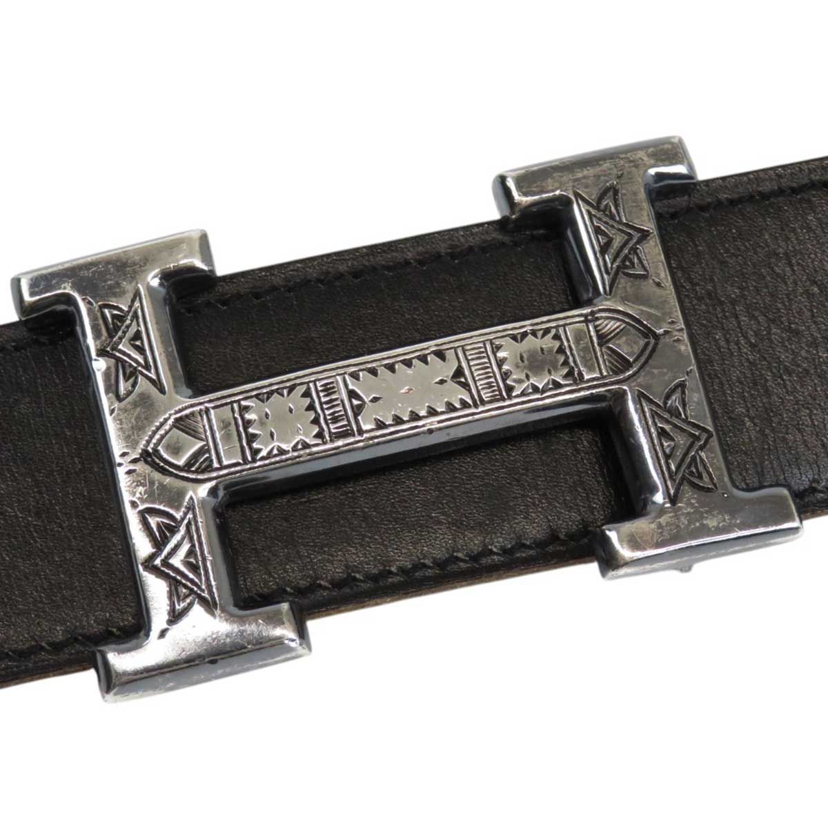 エルメス H トゥアレグ シルバー バックル リバーシブル ベルト