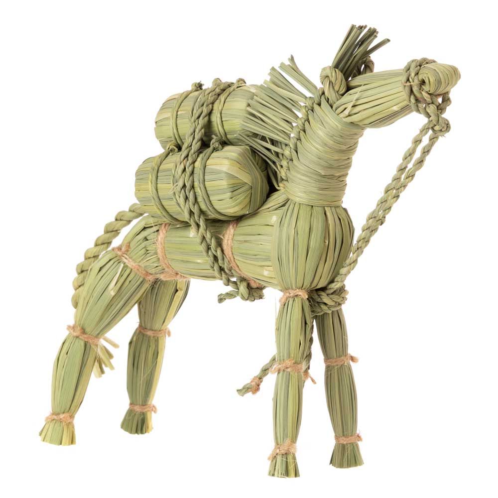 正月しめ飾り わらむ 干支 午 万馬奔騰 まんばほんとう 国産わらの縁起物 玄関飾り 神棚 リビング 置き型 20×25cm 国産 飛躍進展 勇往邁進 千里駒躍