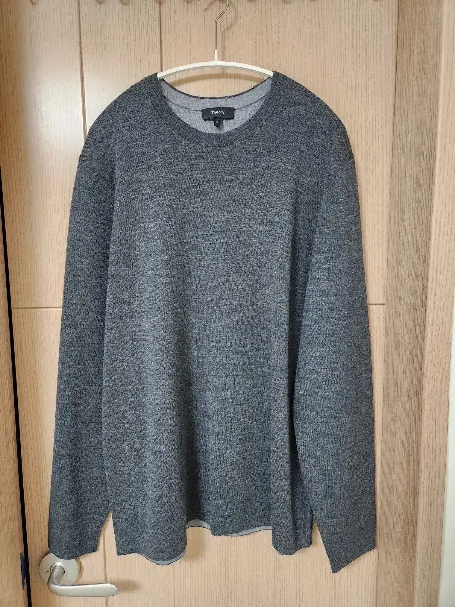 XL Theory(セオリー) 21fw ダブルフェイス ニット セーター ダークグレー/クールグレー